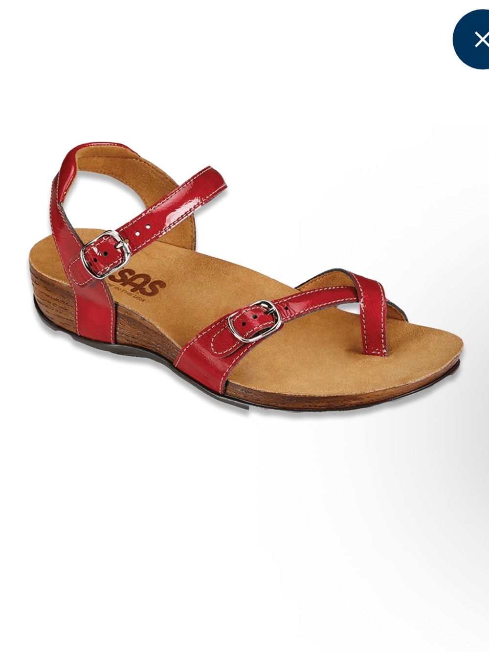 SAS Red Patent Leather Strappy Sandals comfort Pampa Toe Loop Sandal 7.5